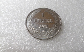 1 mk 1907 hopeaa  kulkematon kl 9