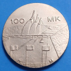 Hopeinen juhlaraha 100 mk Lahti 1989. - pikkukuva 1