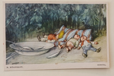 R. Högfeldt: Siesta, lautanen on tyhjä, uni maistuu, ei p.