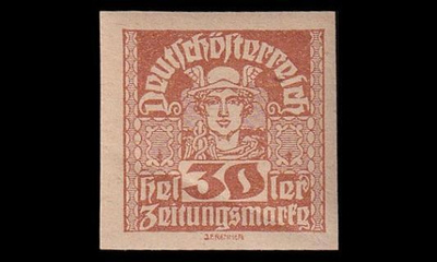 Itävalta 304y ** Sanomalehtimerkki 30 H harm.pap (1920)