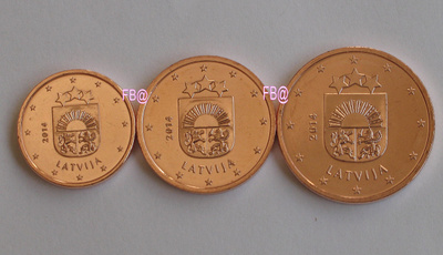 2014 LATVIA 1c + 2c + 5c suoraan pötköstä UNC