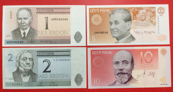 Eesti Pank 1 + 5 Krooni 1992 ja 2 + 10 Krooni 2007. (KD40)
