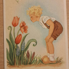 lapsi haistelee kukkaa, kulkenut 1949, joulumerkki - pikkukuva 1