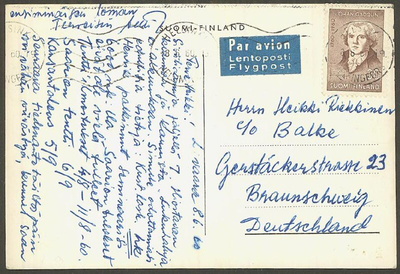 1960 Gadolin lentokortti Saksaan