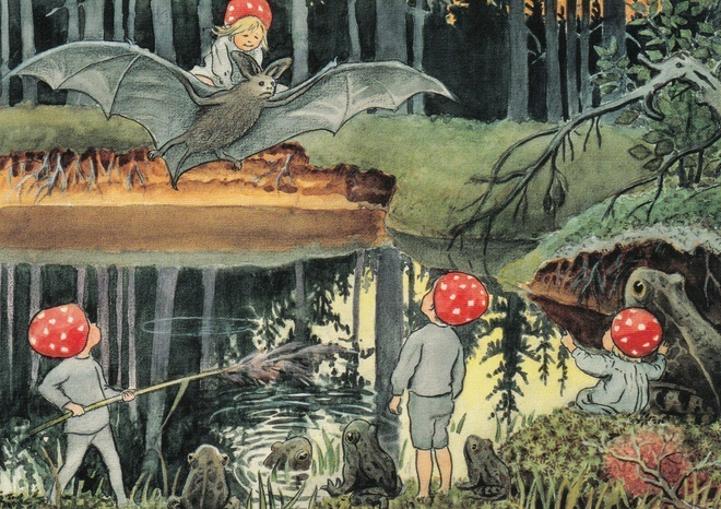 Elsa Beskow: Tonttulan lapsi lentää lepakolla