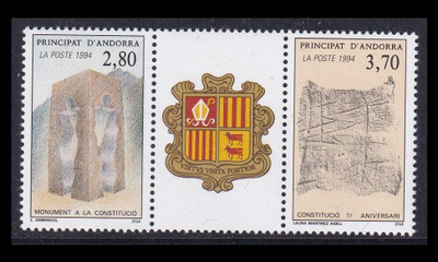 Andorra Fr 463-4ds ** Perustuslain kansanäänestys (1994)