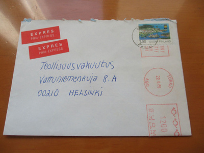 1989 Turku frankk + merkki pikakuorella