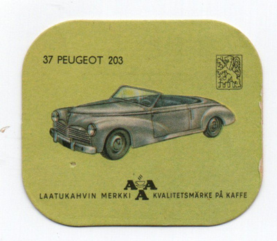 Kahvilappu AAA n:o 37 PEUGEOT 203