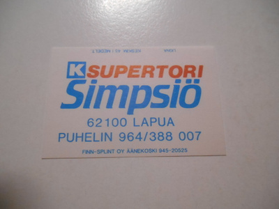 TT Etiketti K-Supertori Simpsiö Lapua