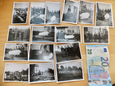 17xVANHA Valokuva+ Negat Ilmavoimat Lentäjä Hautajaiset 1942
