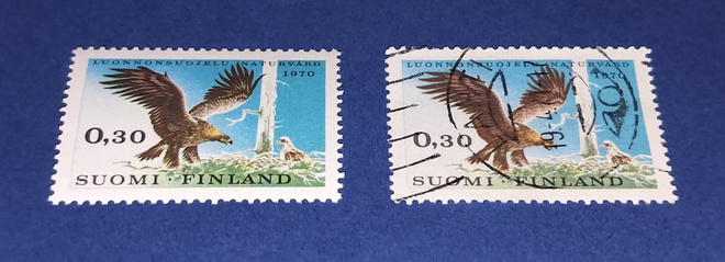 1970 Luonnonsuojelu-merkki leimattuna ja leimaamattomana**