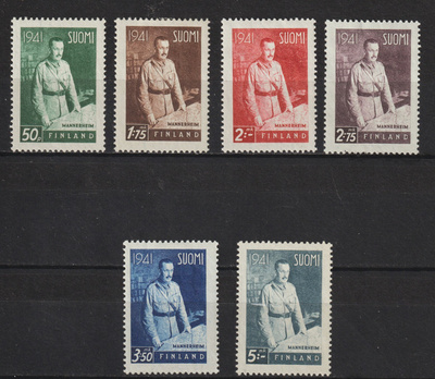 1941 Sotamarsalkka C.G.E Mannerheim merkit leimaamattomina