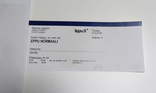 Eppu Normaali lippu 6.8 Ratina