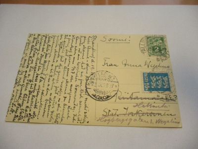 1929 Tallinna kortti Suomeen