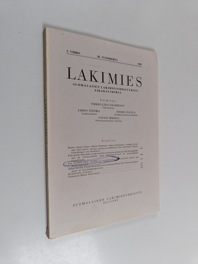 Lakimies 5/1988 : Suomalaisen lakimiesyhdistyksen aikakau...