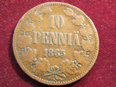 10 penniä 1865