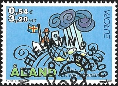 Åland 2001  Eurooppa 3,20 mk EP alareuna LOISTO LaPe 191