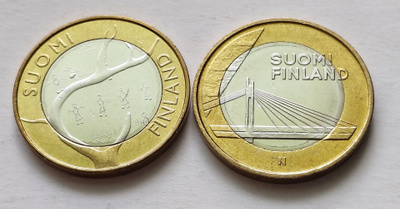 Suomi 5 eur, maakuntaraha+maakuntien rakenn. Lappi, unc