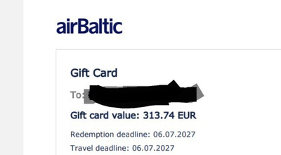 Airbaltic lahjakortti