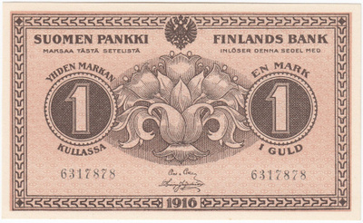 1 Markka 1916, 7 numerolla, kl.9-10