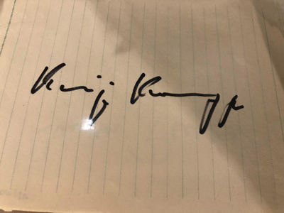 Näyttelijä KEIJO KOMPAN nimikirjoitus paperilla