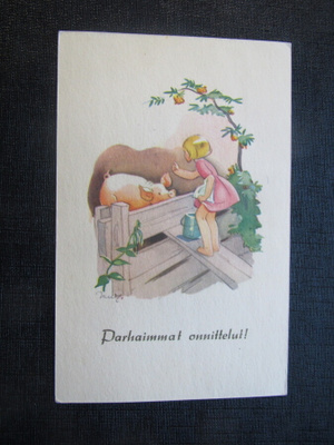 Parhaimmat Onnittelut !. Martta Wendelin. Postikortti