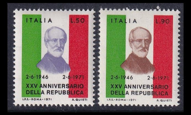 Italia 1337-8 ** Tasavalta 25v (1971)