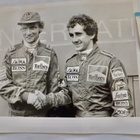 VANHA Valokuva Rallikuskit Niki Lauda Alain Prost 1984 - pikkukuva 1