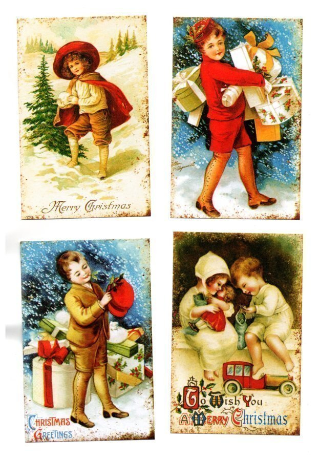 KORTTIKUVAT °°ENTISAJAN LASTEN JOULUA° -SETTI°° /(Nro 6)