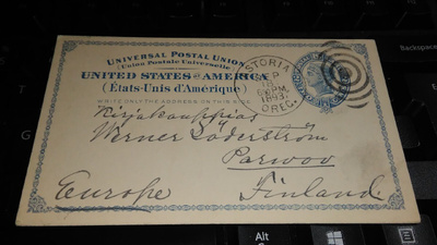 Usa - Porvoo UPU Ehiökortti 1893 26/11