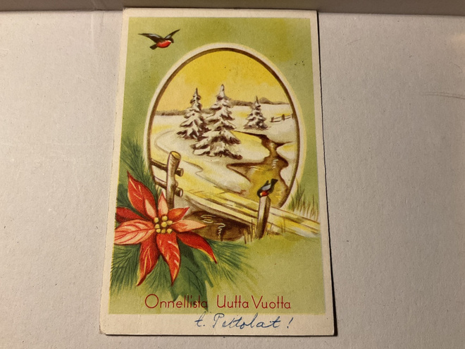 Postikortti Hyvää Uutta Vuotta! 1950-luku