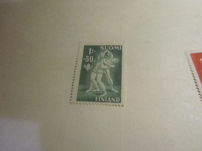 1945 urheilumerkki 1mk+50p, postituore