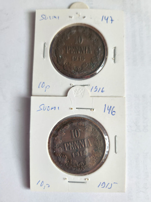 Suomi	10 penniä 1915 ja 1916  (14071)