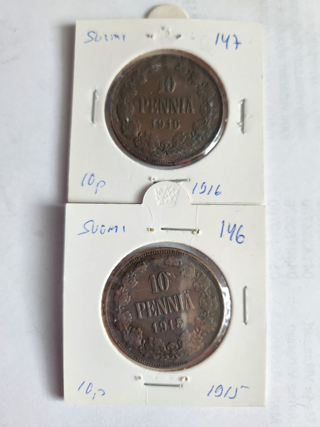 Suomi	10 penniä 1915 ja 1916  (14071)