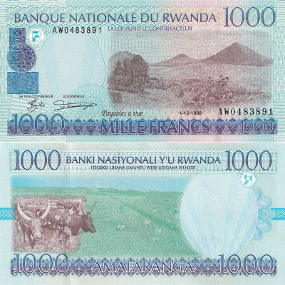 Ruanda Rwanda 1000 Francs 1998 (P-27b) UNC