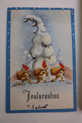 Vintage joulukortti kulkenut