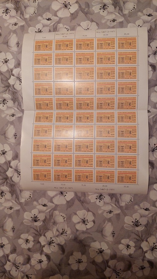 1971 Suomen lehdistö 200 v 0,50 mk arkki **