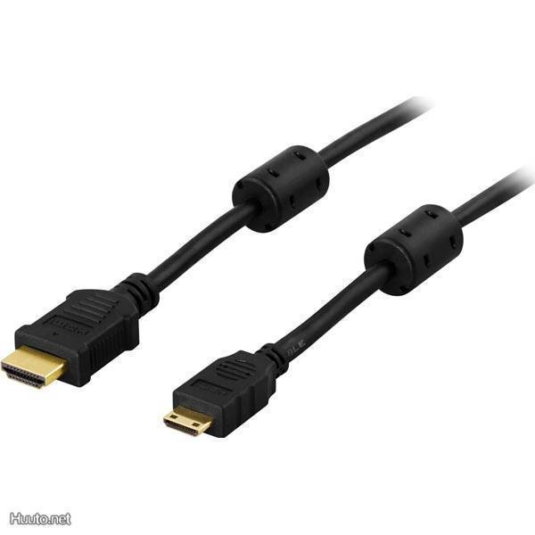 Deltaco HDMI - Mini HDMI Kaapeli, 4K, UltraHD, musta 2m UUSI