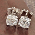 0359 .. 9K White Clear Pyöreä Crystal Kauniit .. Korvakorut - pikkukuva 3