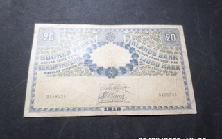 20  mk  1918   3458525  COL / HIS  ehyt  kulkenut   seteli.