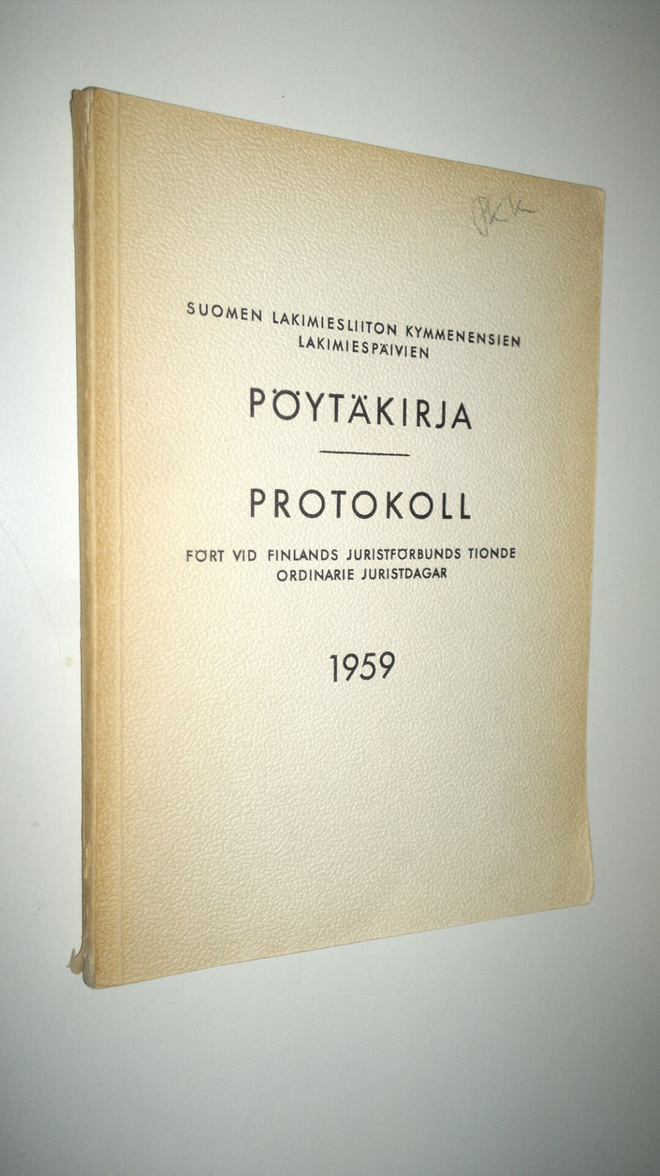 Suomen lakimiesliiton lakimiespäivien pöytäkirja 1959