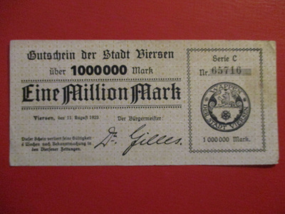 GERMANY 1 000 000 MARK 1923 SERIE C  (K15-S93)