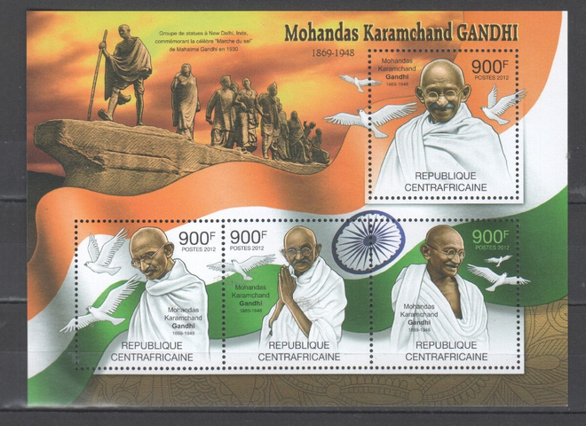 Keski-Afrikan tasavalta Gandhi pienoisarkki postituoreena 1