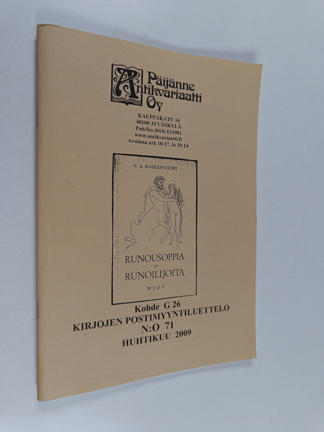Kirjojen postimyyntiluettelo n:o 71 huhtikuu 2009