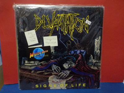 DEVASTATION - SIGNS OF LIFE EX+/VG++ U.S -89 1ST PRESS LP