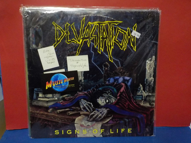 DEVASTATION - SIGNS OF LIFE EX+/VG++ U.S -89 1ST PRESS LP
