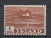 (SA0562) ICELAND 1948 (Hekla Volcano, 1 Kr., brown) Mi # 252