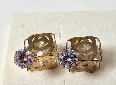 Unique Geometric Crystal Earrings – Convertible Design, Gold