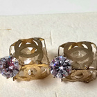 Unique Geometric Crystal Earrings – Convertible Design, Gold - pikkukuva 1