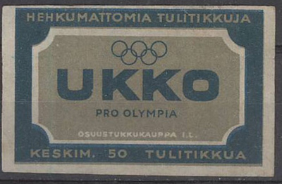 Olympia - UKKO pro olympia - tulitikkulaatikon etiketti